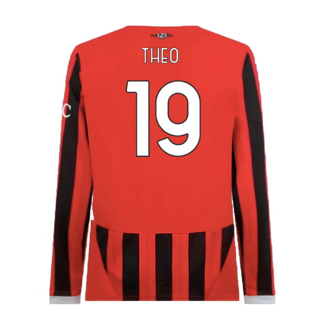 2024-2025 AC Milan Home Long Sleeve Shirt (Theo 19)