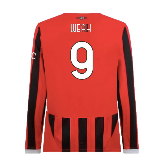 2024-2025 AC Milan Home Long Sleeve Shirt (Weah 9)