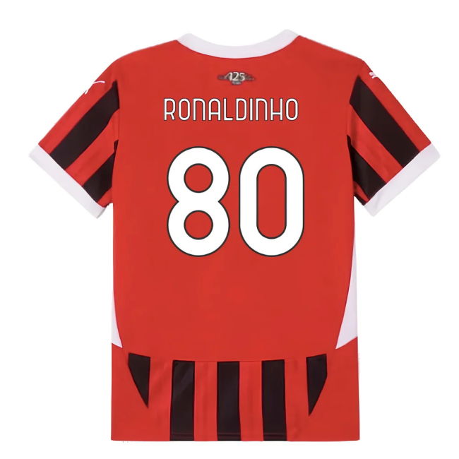 2024-2025 AC Milan Home Shirt (Kids) (Ronaldinho 80)
