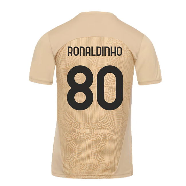 2024-2025 AC Milan Pre-Match Shirt (Putty) (Ronaldinho 80)