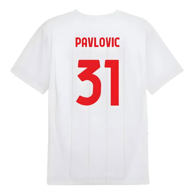 2024-2025 AC Milan Prematch SS Jersey (White) (Pavlovic 31)
