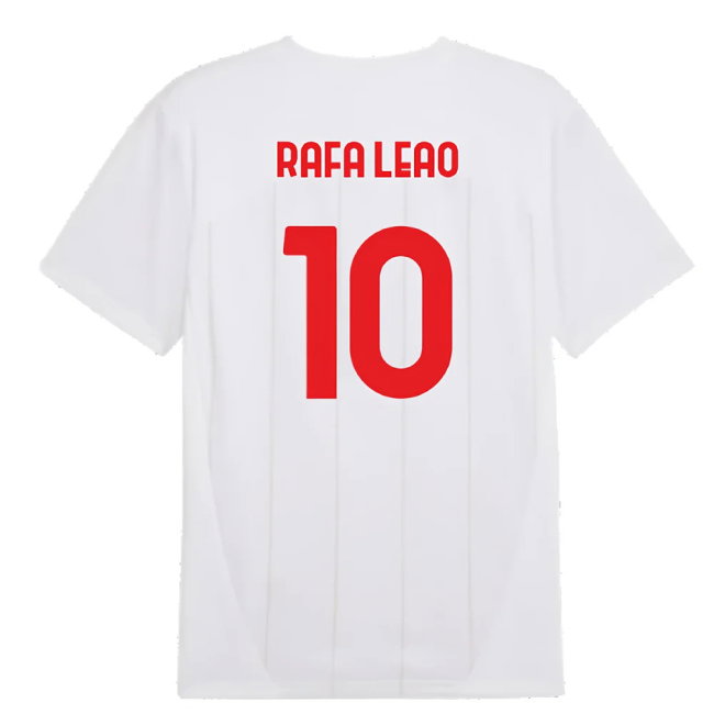 2024-2025 AC Milan Prematch SS Jersey (White) (Rafa Leao 10)