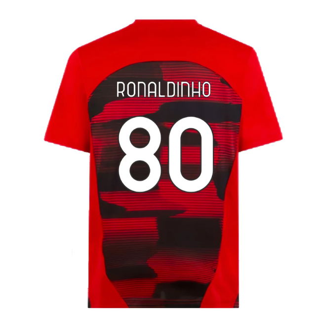 2024-2025 AC Milan Prematch SS Shirt (Red) (Ronaldinho 80)