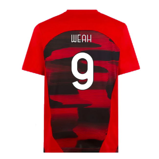 2024-2025 AC Milan Prematch SS Shirt (Red) (Weah 9)