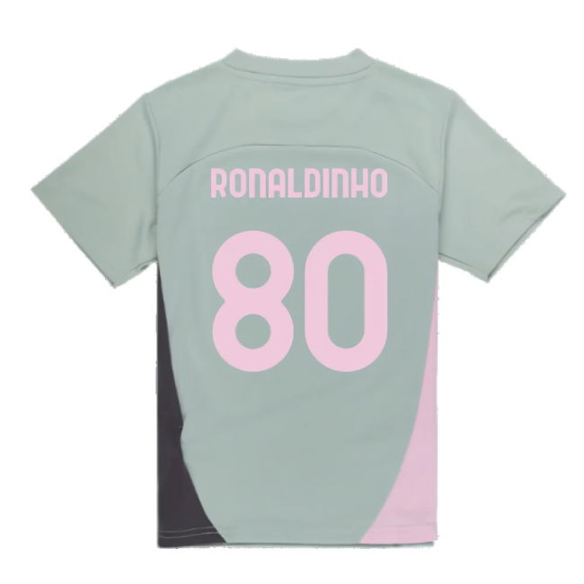 2024-2025 AC Milan Training Shirt (Green Fog) - Kids (Ronaldinho 80)