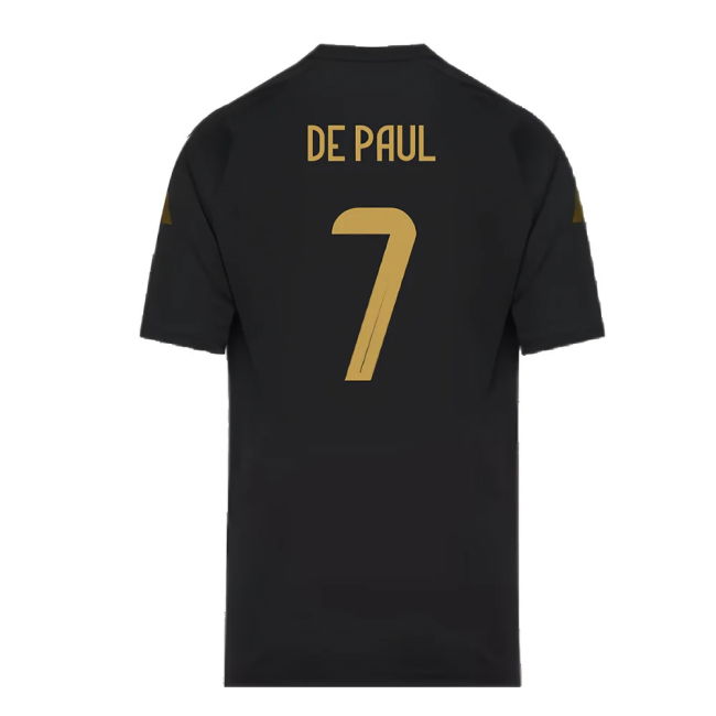 2024-2025 Argentina Pre-Match Shirt (Black) - Kids (DE PAUL 7)
