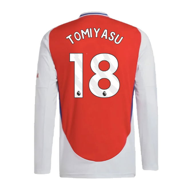 2024-2025 Arsenal Long Sleeve Home Shirt (Tomiyasu 18)