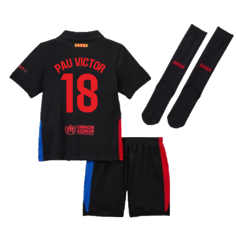 2024-2025 Barcelona Away Little Boys Mini Kit (Pau Victor 18)