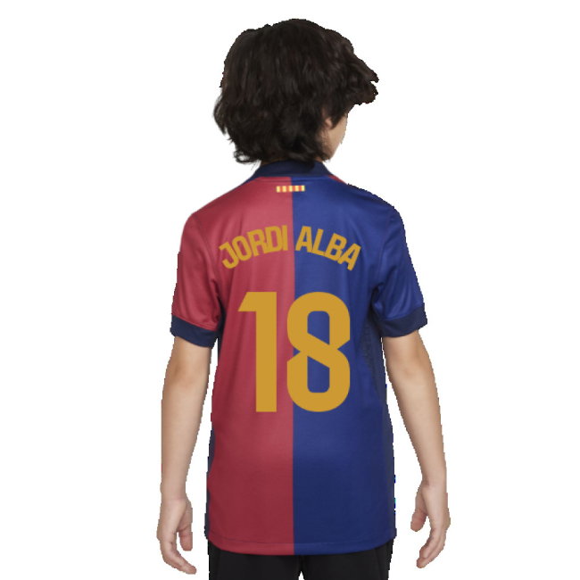 2024-2025 Barcelona Home Shirt (Sponsorless) - Kids (Jordi Alba 18)