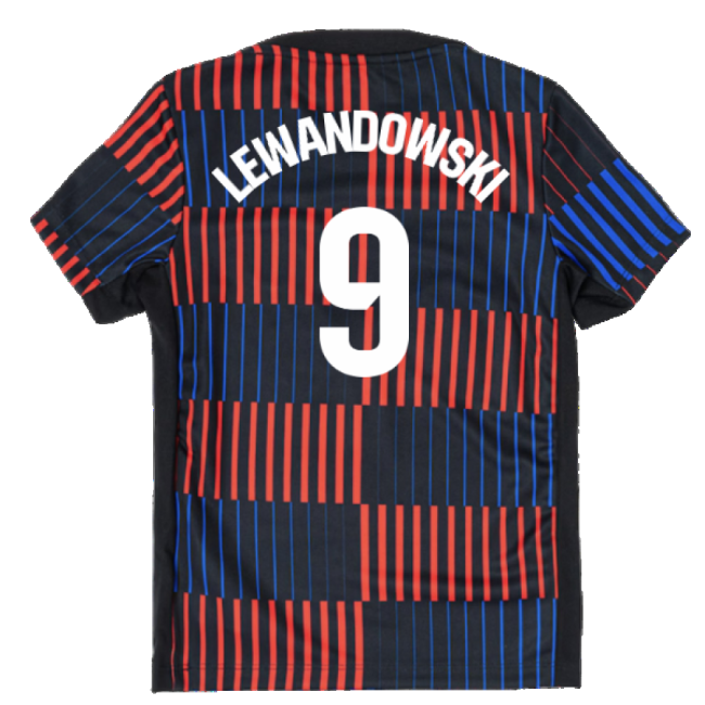 2024-2025 Barcelona Pre-Match Away Shirt (Navy) - Kids (Lewandowski 9)