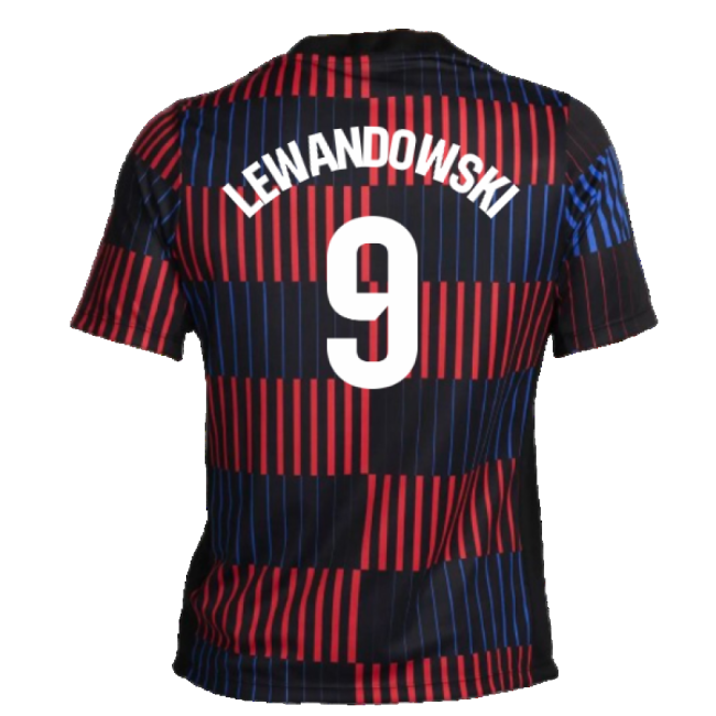 2024-2025 Barcelona Pre-Match Away Shirt (Navy) (Lewandowski 9)