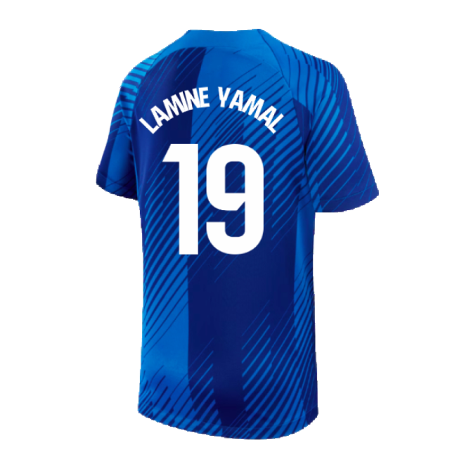2024-2025 Barcelona Pre-Match Shirt (Blue) - Kids (Lamine Yamal 19)