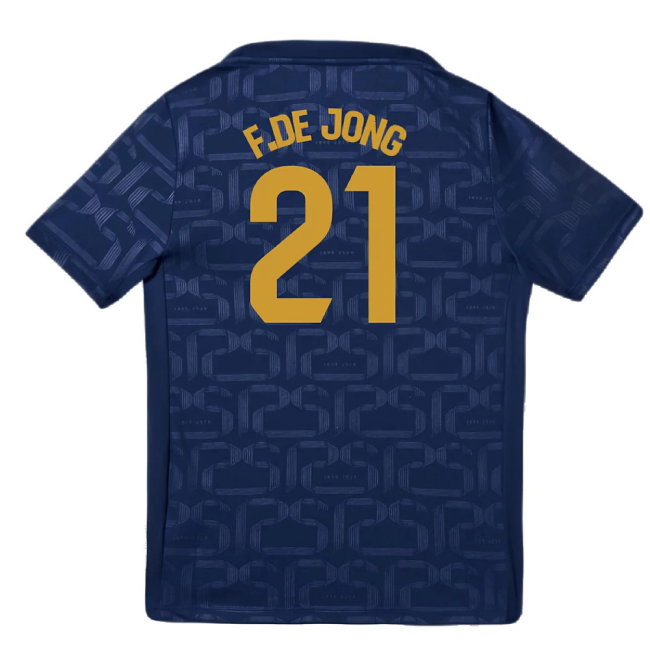 2024-2025 Barcelona Pre-Match Training Shirt (Navy) - Kids (F.De Jong 21)