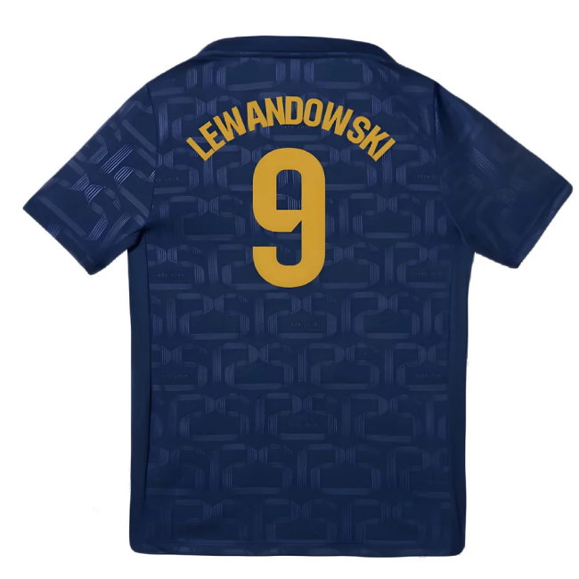2024-2025 Barcelona Pre-Match Training Shirt (Navy) - Kids (Lewandowski 9)