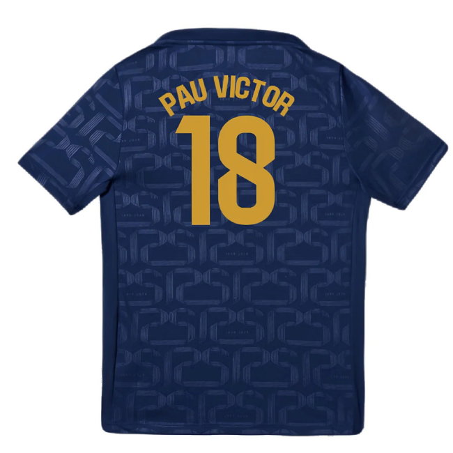 2024-2025 Barcelona Pre-Match Training Shirt (Navy) - Kids (Pau Victor 18)