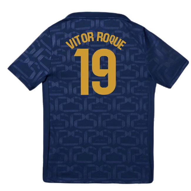 2024-2025 Barcelona Pre-Match Training Shirt (Navy) - Kids (Vitor Roque 19)
