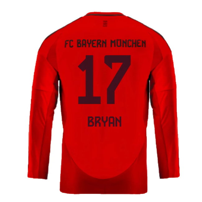 2024-2025 Bayern Munich Long Sleeve Home Shirt (Kids) (Bryan 17)