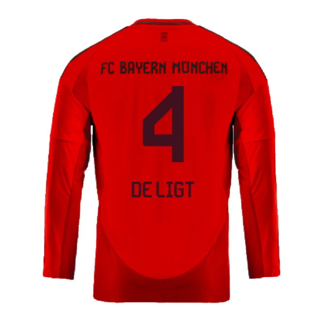 2024-2025 Bayern Munich Long Sleeve Home Shirt (Kids) (De Ligt 4)