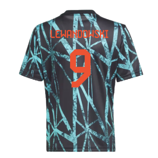 2024-2025 Bayern Munich Pre-Match Shirt (Black) - Kids (Lewandowski 9)