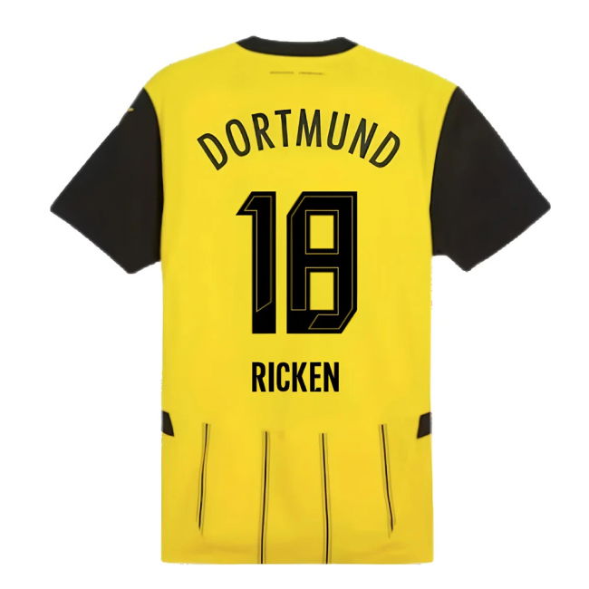 2024-2025 Borussia Dortmund Authentic Home Shirt (Ricken 18)