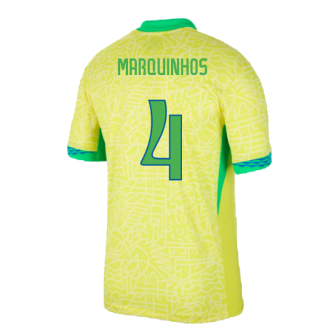 2024-2025 Brazil Home Dri-Fit ADV Match Shirt (Marquinhos 4)