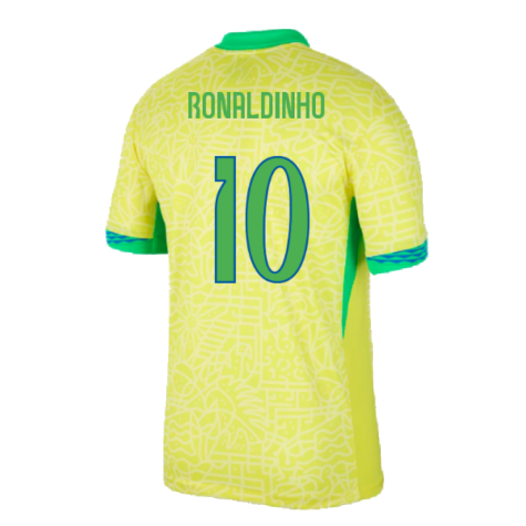 2024-2025 Brazil Home Dri-Fit ADV Match Shirt (Ronaldinho 10)
