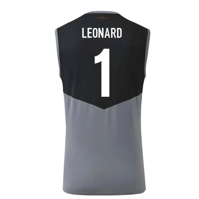 2024-2025 England Rugby Sleeveless Jersey O2 (Grey) (Leonard 1)