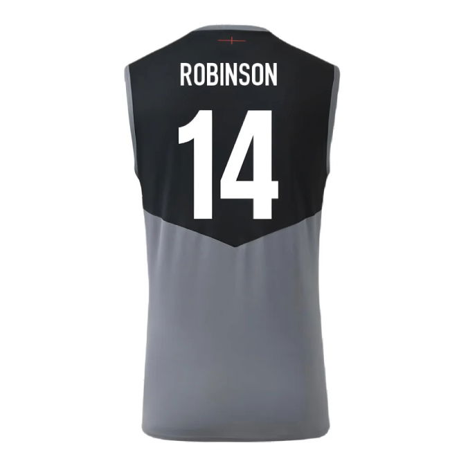 2024-2025 England Rugby Sleeveless Jersey O2 (Grey) (Robinson 14)