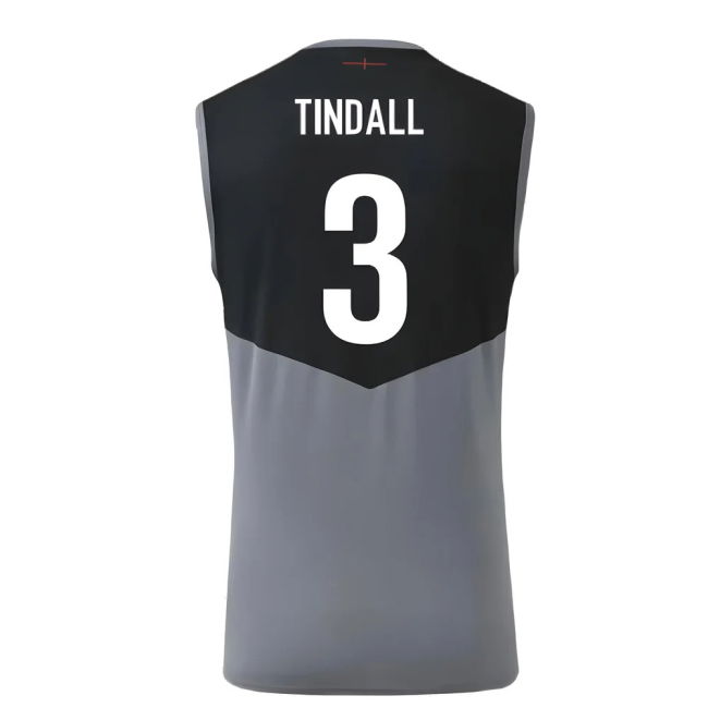 2024-2025 England Rugby Sleeveless Jersey O2 (Grey) (Tindall 3)