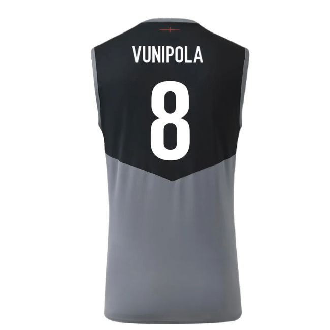 2024-2025 England Rugby Sleeveless Jersey O2 (Grey) (Vunipola 8)