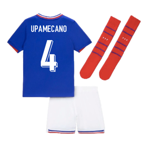 2024-2025 France Home Little Boys Mini Kit (Upamecano 4)