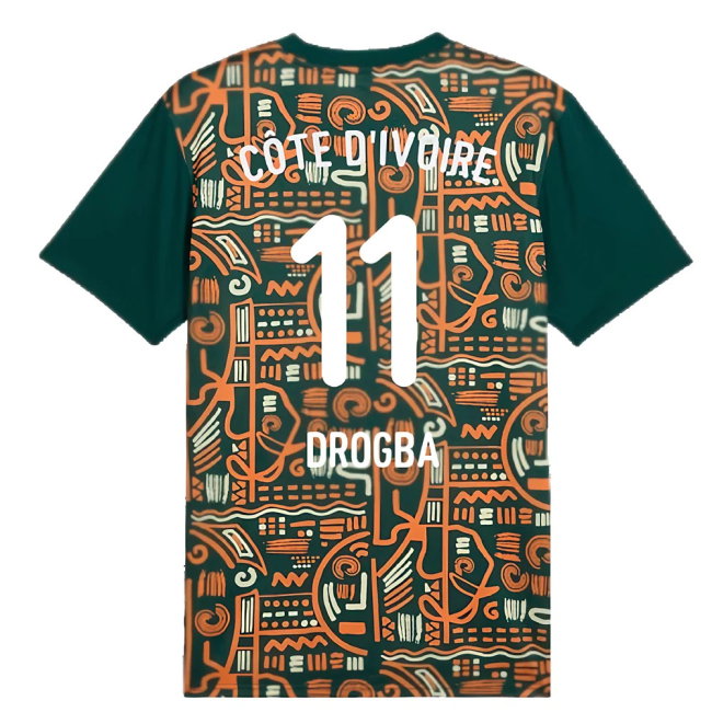 2024-2025 Ivory Coast Prematch SS Jersey (Dark Myrtle) (Drogba 11)