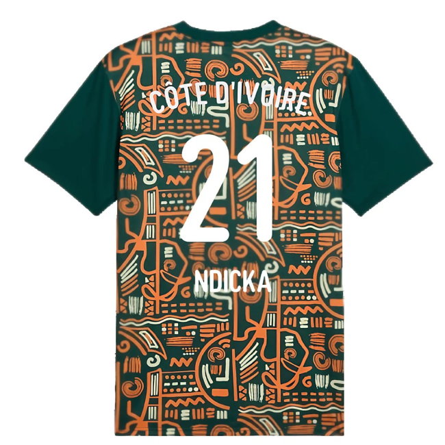 2024-2025 Ivory Coast Prematch SS Jersey (Dark Myrtle) (Ndicka 21)