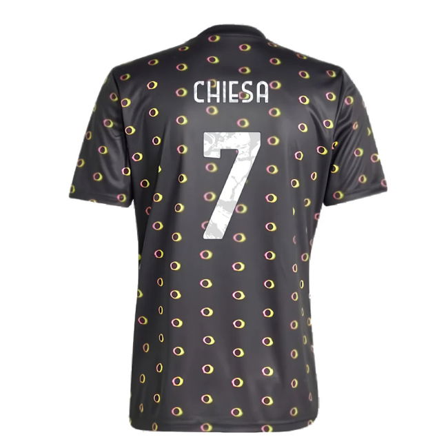 2024-2025 Juventus Pre-Match Shirt (Black) (Chiesa 7)