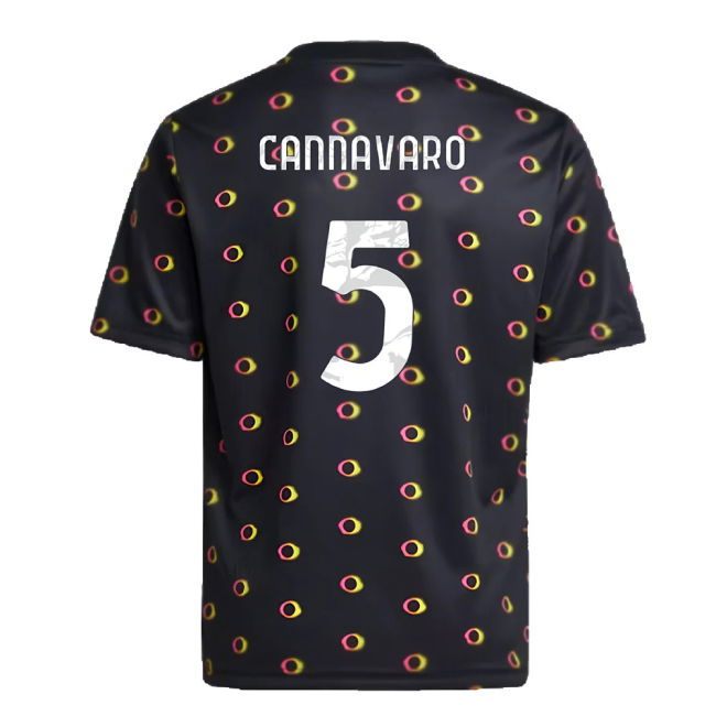 2024-2025 Juventus Pre-Match Shirt (Black) - Kids (Cannavaro 5)