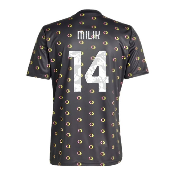2024-2025 Juventus Pre-Match Shirt (Black) (Milik 14)