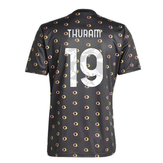 2024-2025 Juventus Pre-Match Shirt (Black) (Thuram 19)