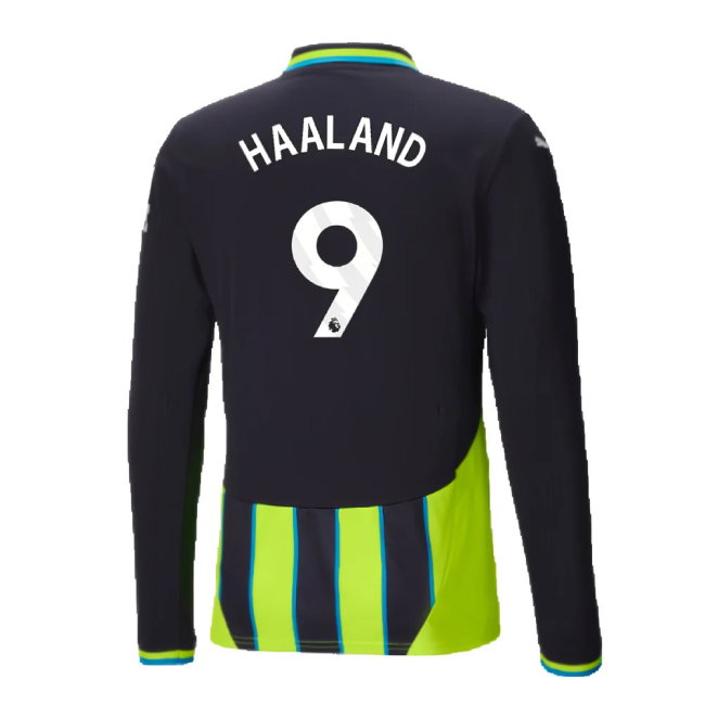 2024-2025 Man City Away Long Sleeve Shirt (Haaland 9)