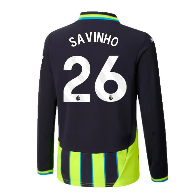 2024-2025 Man City Away Long Sleeve Shirt (Kids) (Savinho 26)