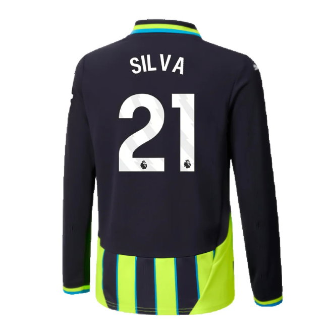 2024-2025 Man City Away Long Sleeve Shirt (Kids) (Silva 21)