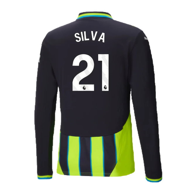 2024-2025 Man City Away Long Sleeve Shirt (Silva 21)