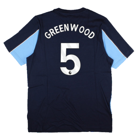 2024-2025 Man City FtblArchive Tee (Navy) (Greenwood 5)