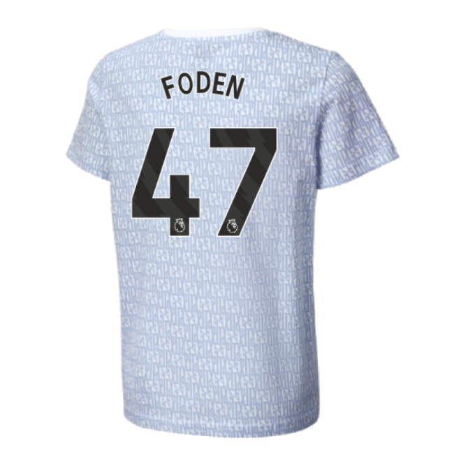 2024-2025 Man City ftblCulture Tee AOP (Light Blue) - Kids (Foden 47)