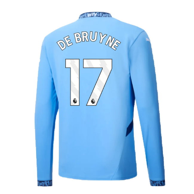 2024-2025 Man City Home Long Sleeve Shirt (De Bruyne 17)