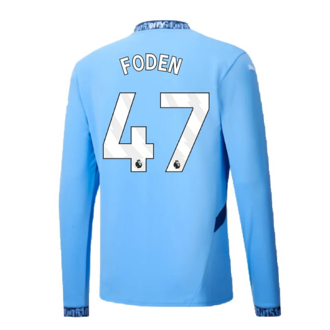 2024-2025 Man City Home Long Sleeve Shirt (Foden 47)