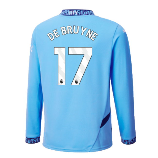2024-2025 Man City Home Long Sleeve Shirt (Kids) (De Bruyne 17)