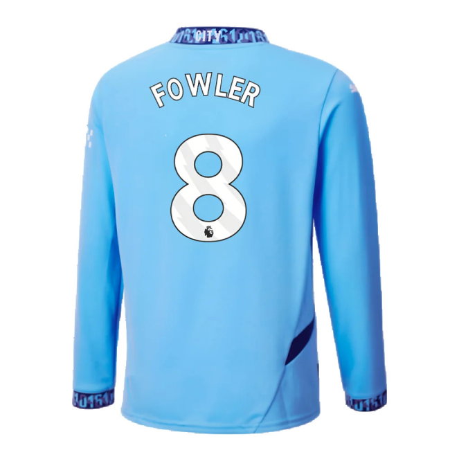 2024-2025 Man City Home Long Sleeve Shirt (Kids) (Fowler 8)