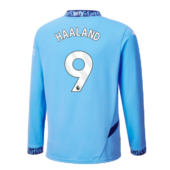 2024-2025 Man City Home Long Sleeve Shirt (Kids) (Haaland 9)