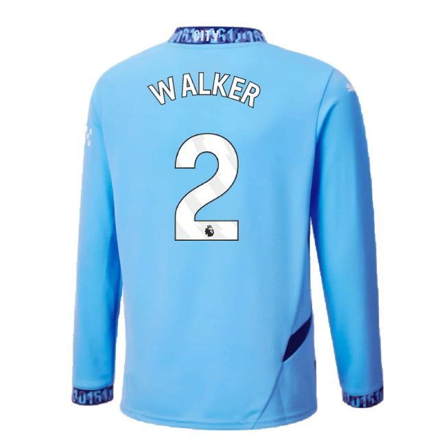 2024-2025 Man City Home Long Sleeve Shirt (Kids) (Walker 2)