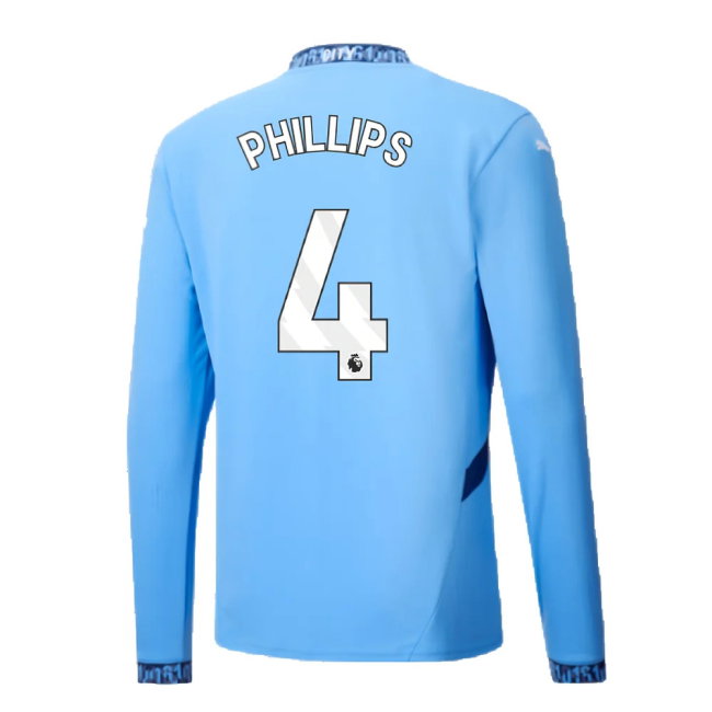 2024-2025 Man City Home Long Sleeve Shirt (Phillips 4)